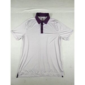 Graham Luxe Mens Golf Polo Shirt Large Purple White Square Dot GL1021 Stretch
